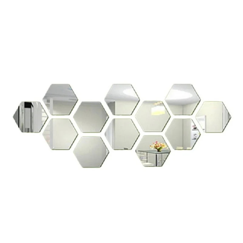 Adesivo de parede espelhado Hexagonal 3D