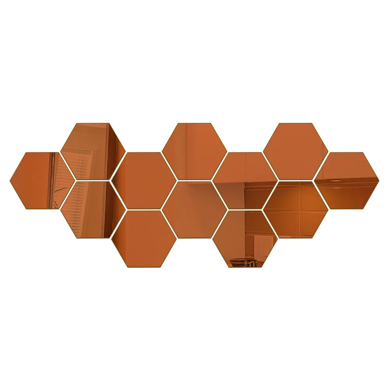 Adesivo de parede espelhado Hexagonal 3D