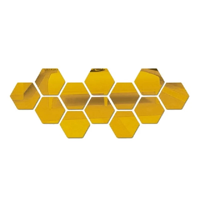 Adesivo de parede espelhado Hexagonal 3D